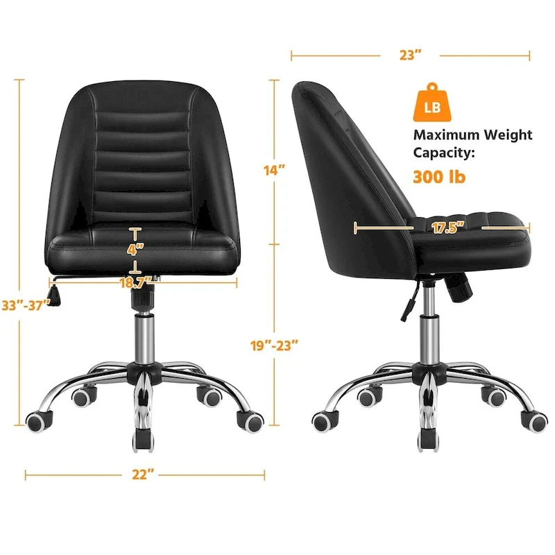 Faux Leather Mid-Back Tufted Armless Office Chair