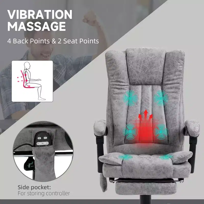 Massage Office Chair with 6 Points and Heat, Reclining Computer Chair with Adjustable Height and Footrest
