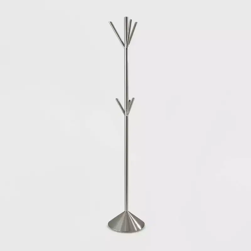6-Hook Brushed Steel Freestanding Coat Rack 68