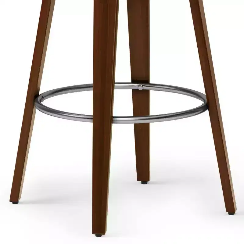 WyndenHall Madigan Barstool Black: Mid-Century Modern, Adjustable Height, Faux Leather Upholstery, Wood & Metal Frame