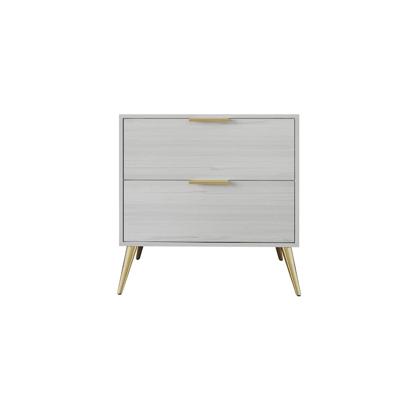 Contemporary 2-Drawers Wooden Nightstand