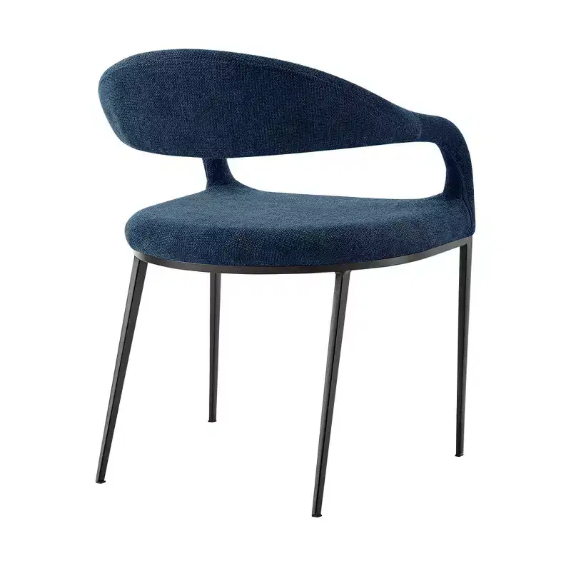 Set of 2 Upholstered Iron & Fabric Dining Chairs with Arms, 250LBS, Low Back