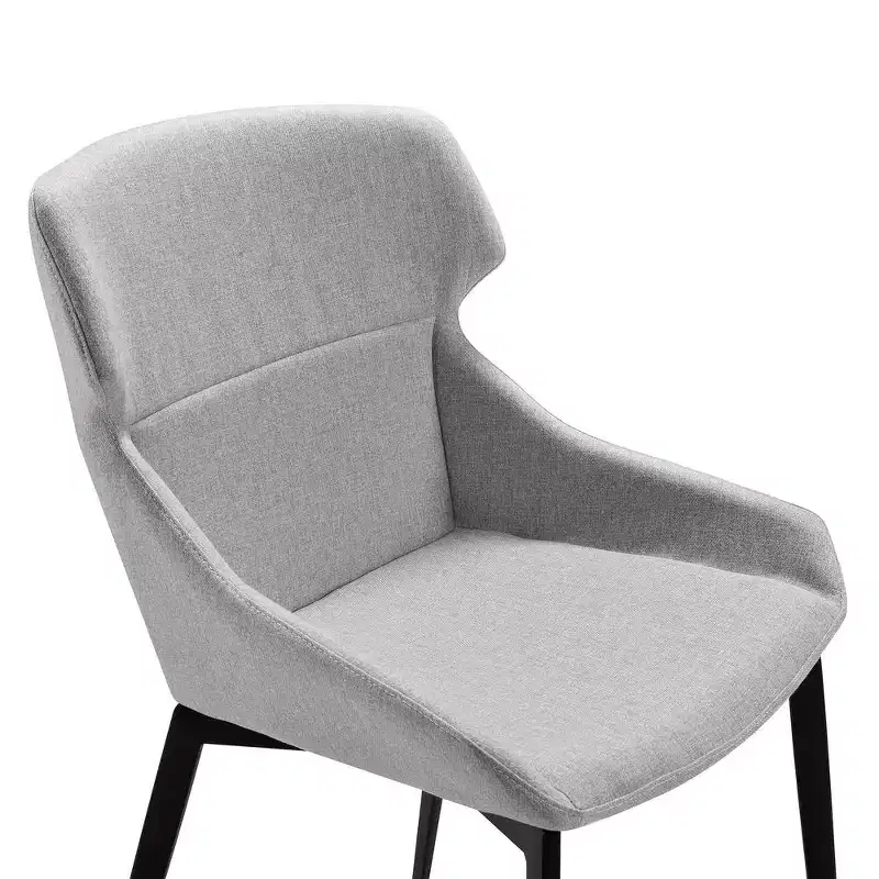 Gray Fabric Matte Black Dining Chair – Set of 2