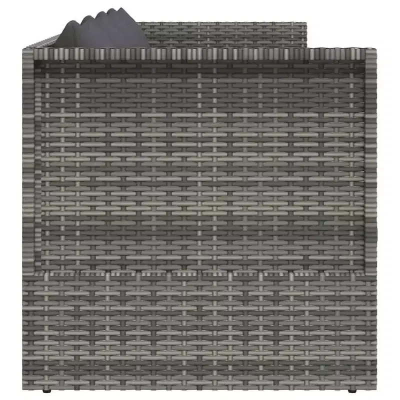vidaXL Garden Bed Grey PE Rattan 78.7x23.6 in Adjustable Armrests