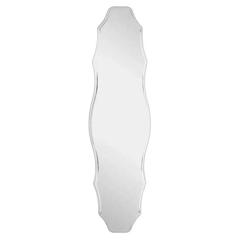 Howard Elliott Embry Vintage Ribbed Frame Oval Wall Mirror: 31" High, 21" Wide, Nickel Finish, Polyurethane Material, No Assembly Required