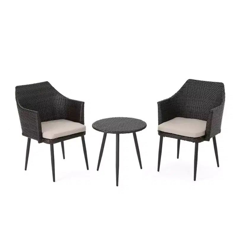 Christopher Knight Home Iona Outdoor Wicker 3 Piece Chat Set with Cushions