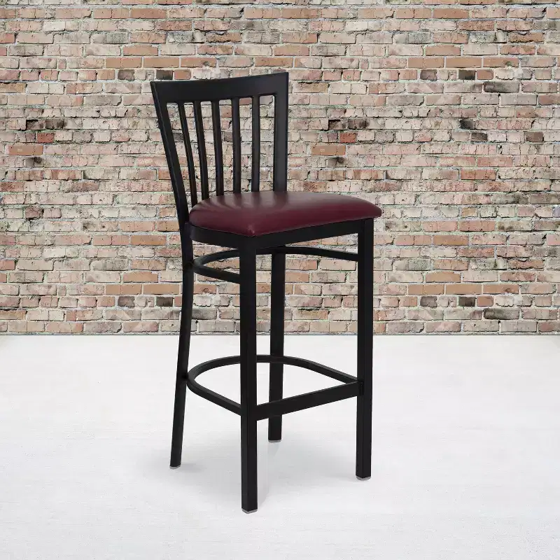 School House Back Metal Restaurant Barstool, Set of 2