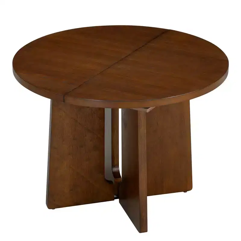 Whisen Vintage Extendable Round Dining Table, Farmhouse Kitchen Table with 16 Removable Leaf