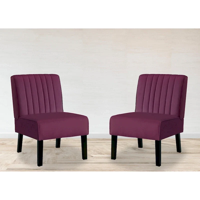 US Pride Nightingale Velvet Stripe Back Accent Chair Set of 2