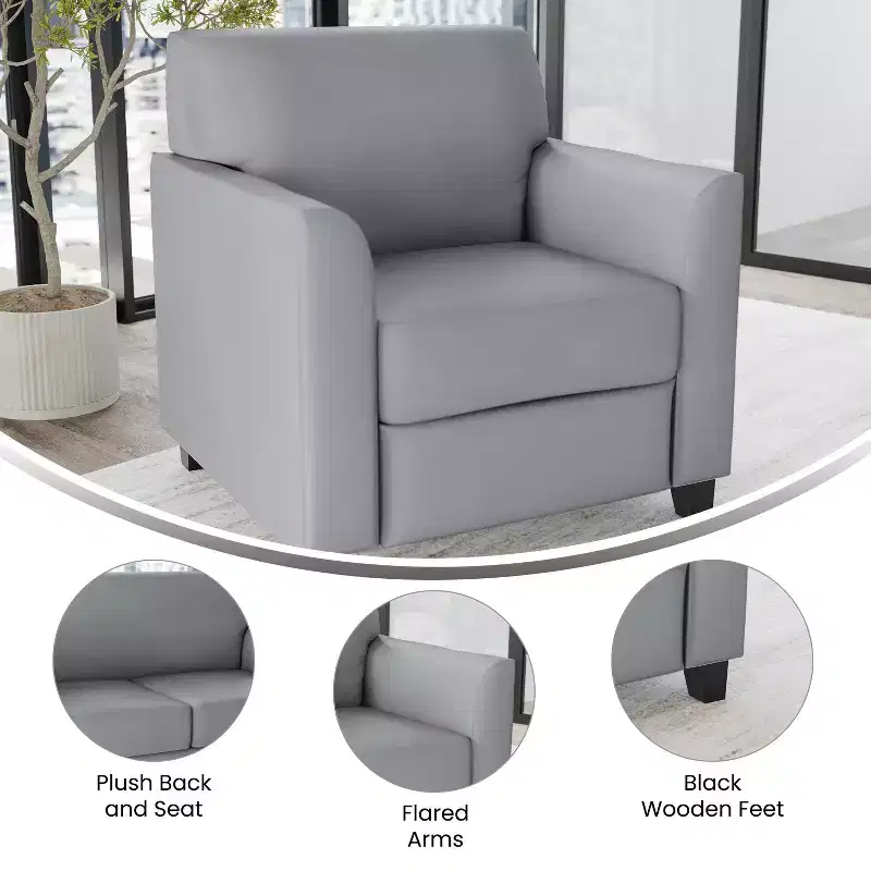 Emma and Oliver Leather Chair with Clean Line Stitched Frame