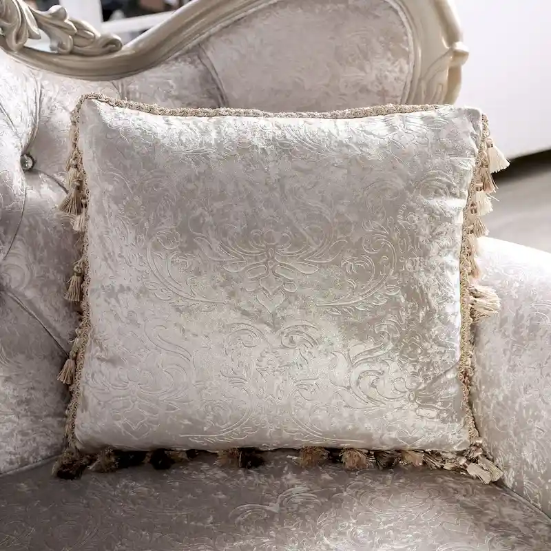 Furniture of America Clarissa Traditional Sofa Set with Button Tufted Back and Accent Pillow