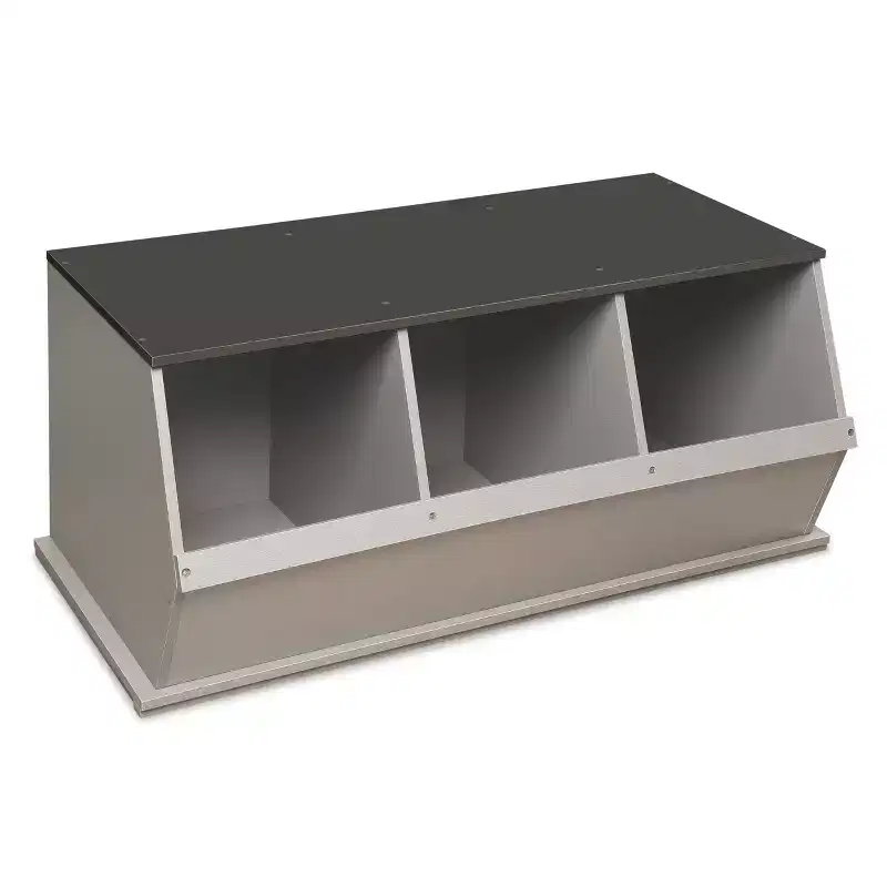 Badger Basket Three Bin Stackable Storage Cubby Woodgrain/Gray