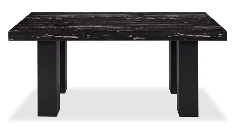 Dining Table with Epoxy Resin Marble-Look Top, 72W