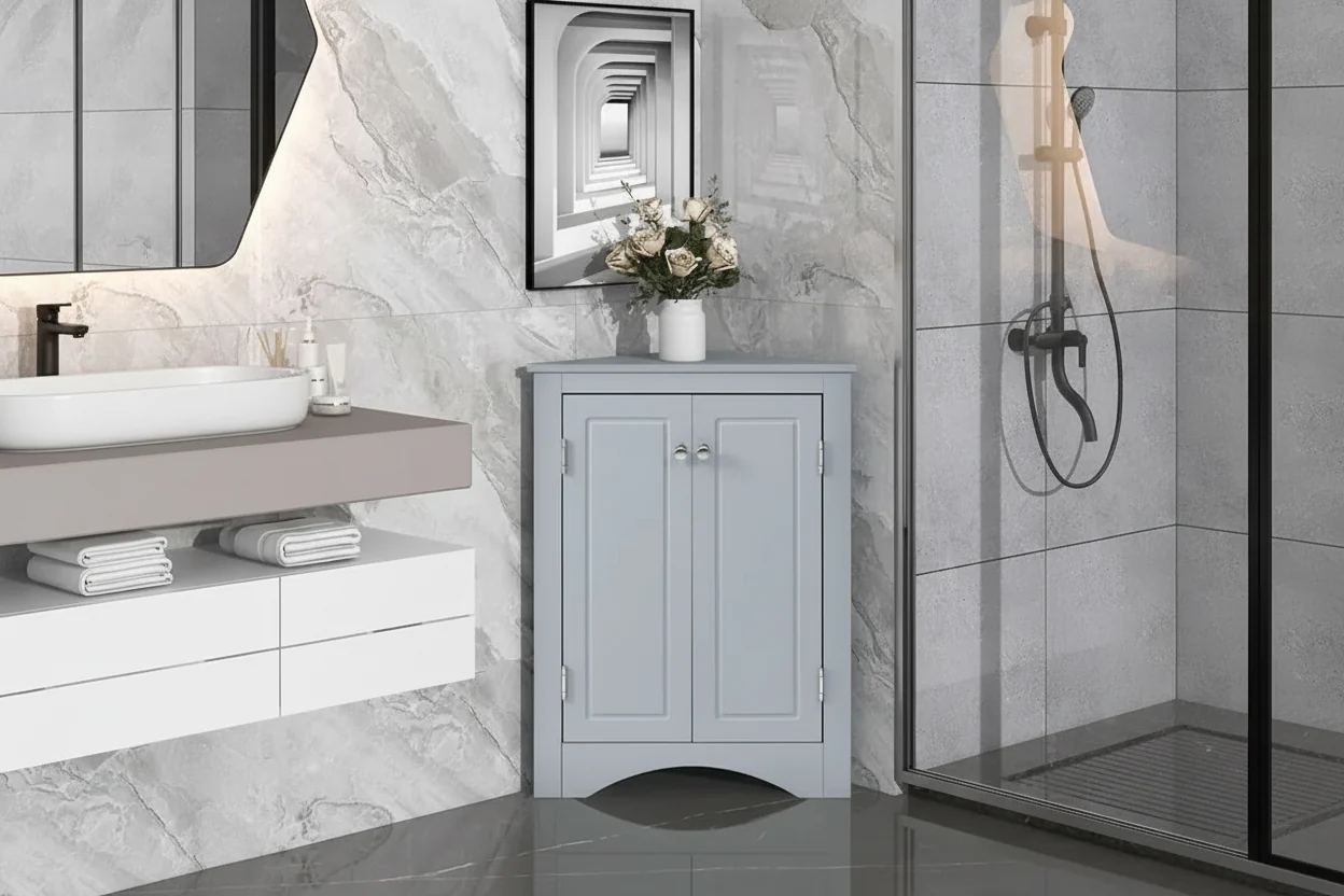 Triangle Bathroom Storage Cabinet with Adjustable Shelves