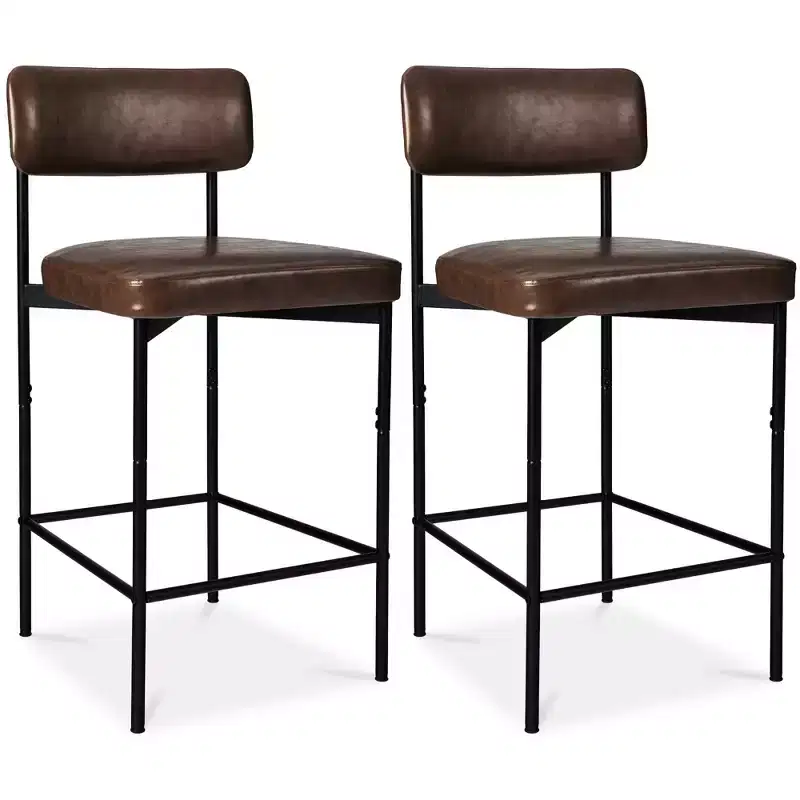 Best Choice Products Set of 2 Faux Leather Counter Stools for Kitchen Island and Dining w/ Metal Frame