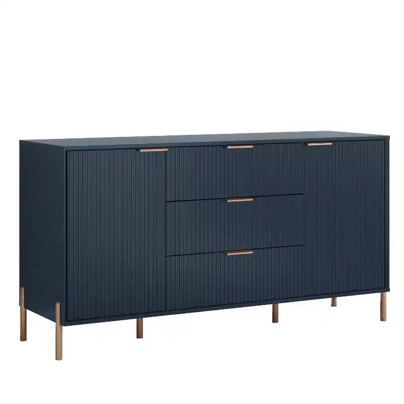 Festivo 4pc Modern Elegance Bedremm Chest and Dresser and 2 Drawer Nightstands Set Navy