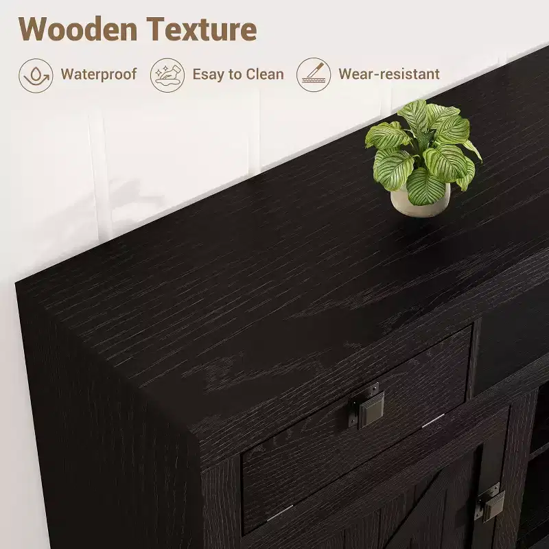 Wood Farmhouse TV Cabinet with 2 Drawers & 2 Cabinets