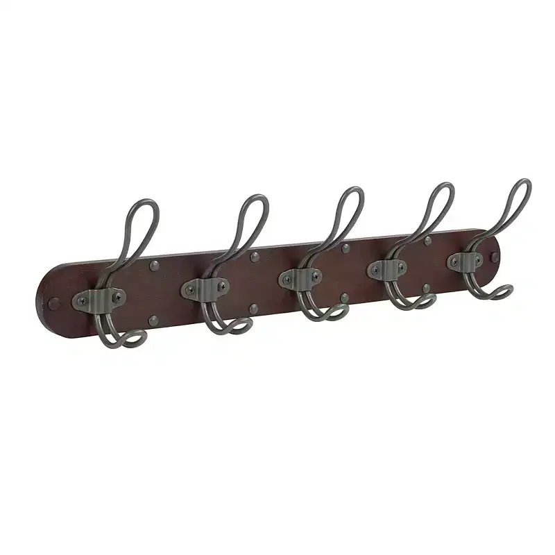 Wall Mount 5-Hook Wood Rack for Entryway