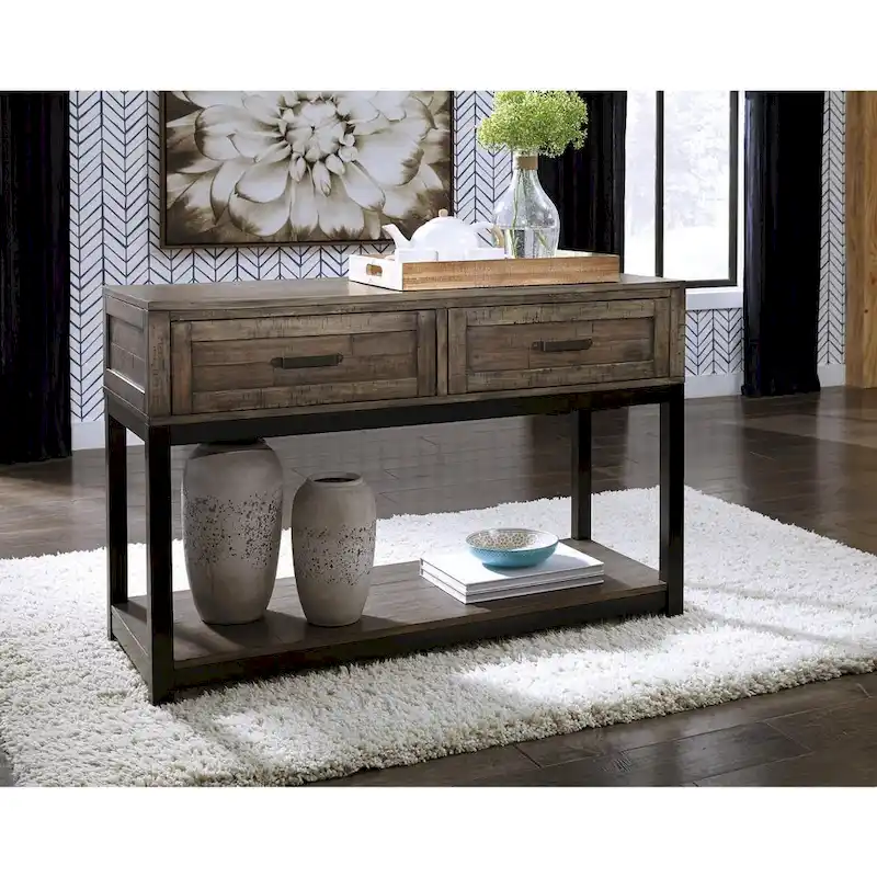 Casual Sofa Table in Grayish Brown