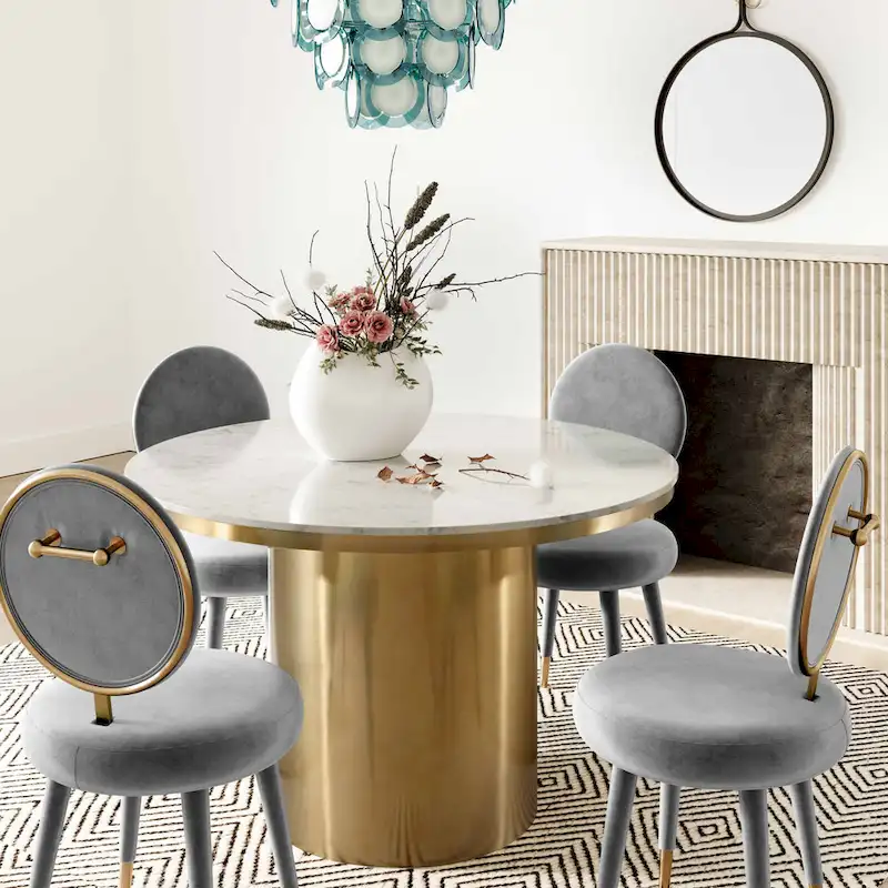 Kylie Oval-back Armless Velvet Dining Chair