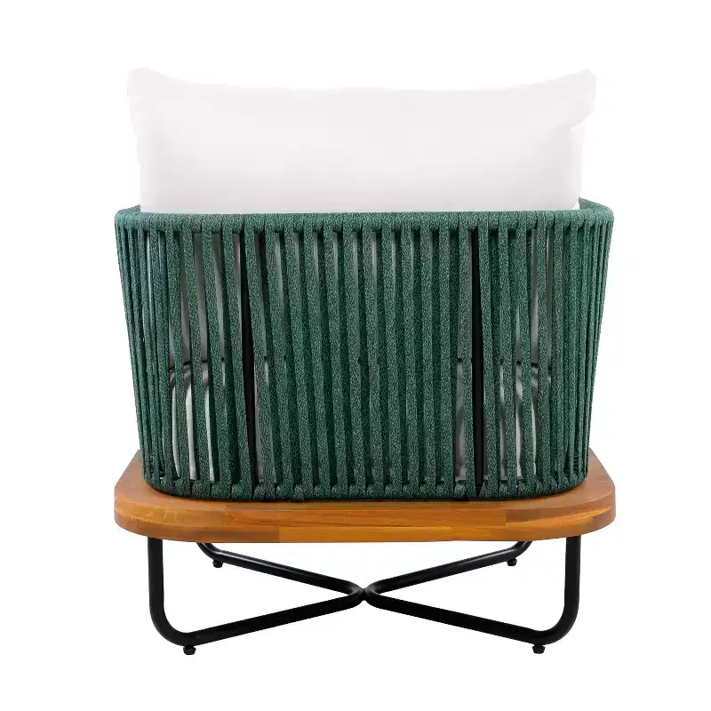 Christopher Knight Home Ivan Rope Woven Acacia and Iron Frame Club Chairs (Set of 2)