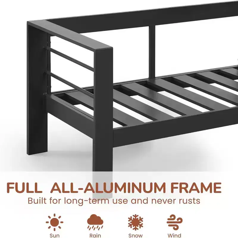 2-Pack 28 All-Weather Aluminum Patio Armchairs with Thick Cushions