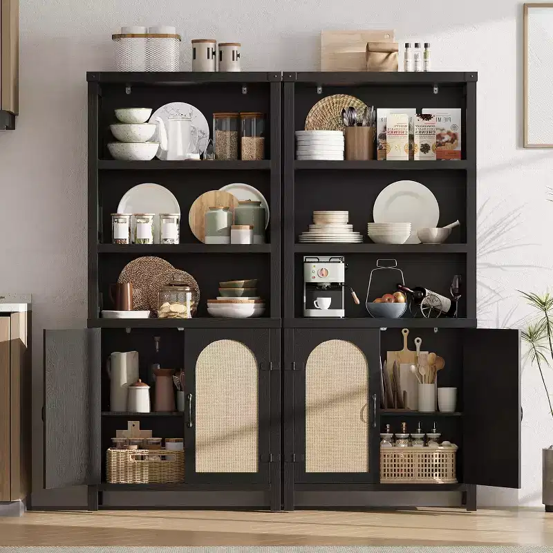 and Bookcase with Doors, 71 in Tall Bookshelf with Storage Cabinets for Home Office