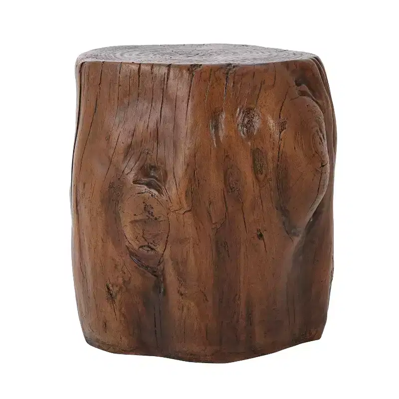 Christopher Knight Home Eamon Rustic Round Lightweight Concrete Patio Side Table with Tree-Stump Design
