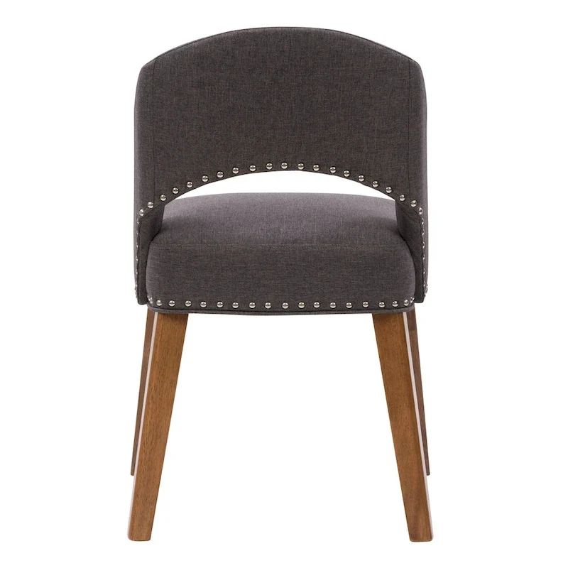 Mid-Century Modern Upholstered Dining Chair with Nail Head Trim, Set of 2