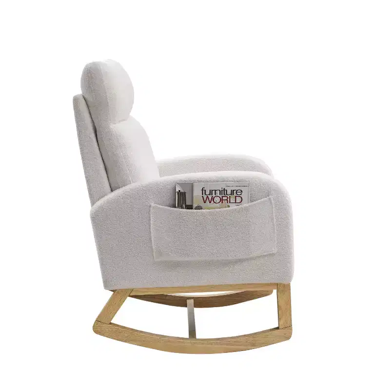 27.6W Accent Rocking Chair, Armchair with High Backrest & 2 Side Pockets, Nursery Glider Rocker - ModernLuxe