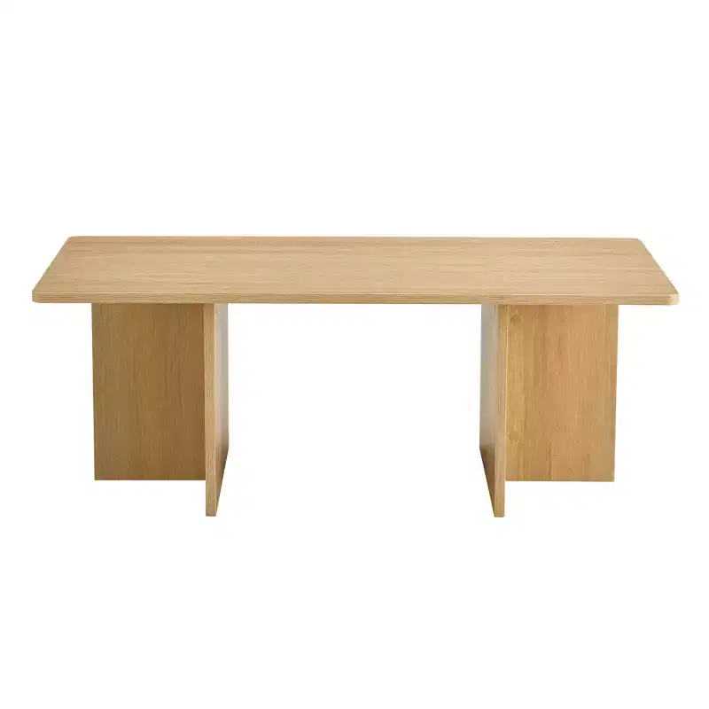 Zeus & Ruta 44.8'' Modern Coffee Table with Grain Finish and Triangular Support Base