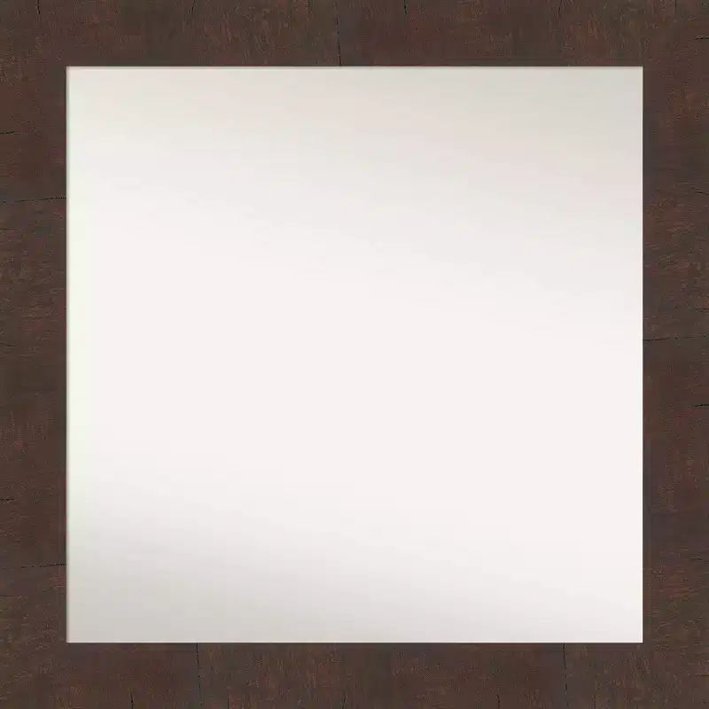 31 x 31 Non-Beveled Wildwood Brown Bathroom Wall Mirror - Amanti Art: Modern Square Vanity, Polystyrene Frame