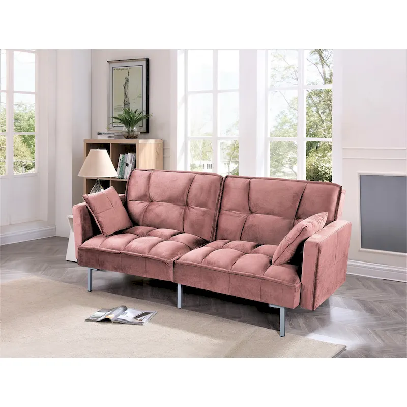 Bernal 75.6W Velvet Futon Sofa Bed Sleeper