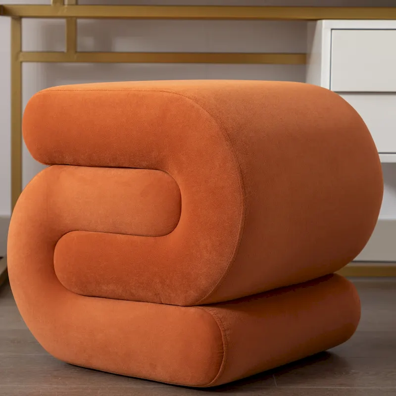 Modern S-shape Fabric Ottoman Makeup Stool Footstool