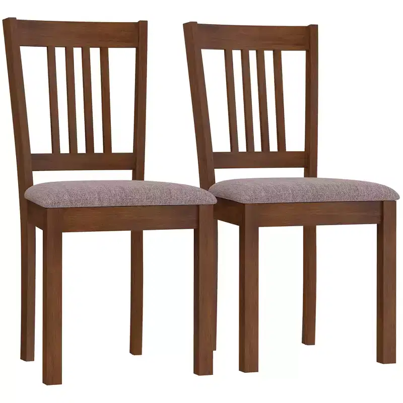 Modern Dining Chairs, Linen Fabric Upholstered Kitchen Chairs with Rubberwood Legs for Dining Room, Living Room