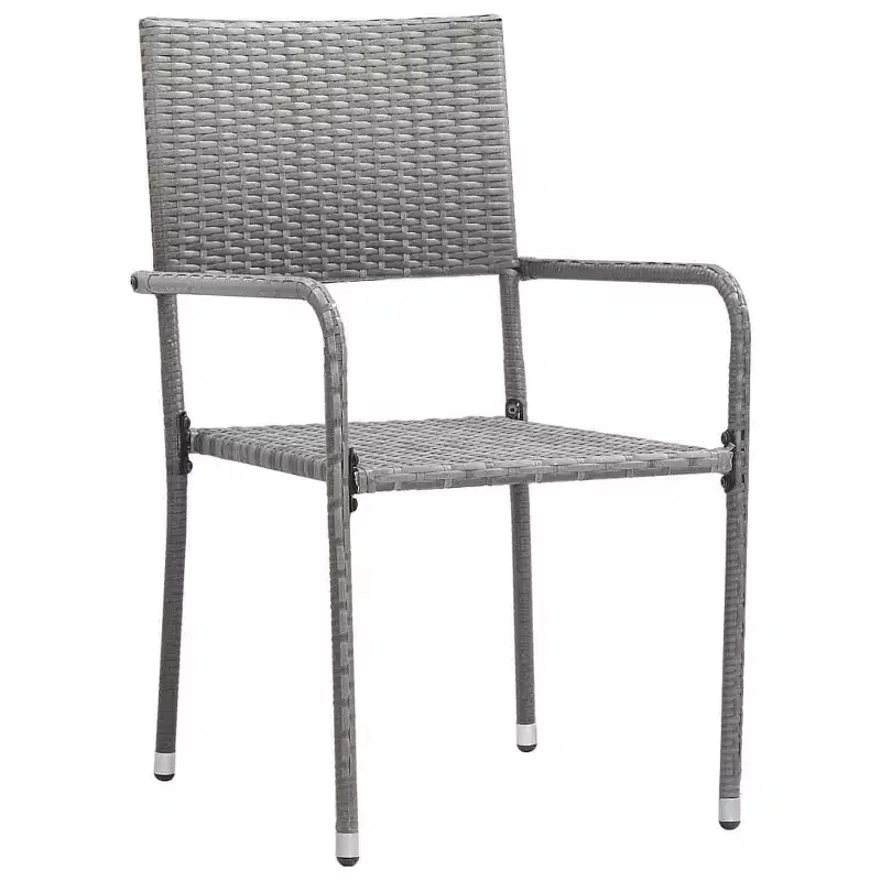 vidaXL Garden Dining Chair Set of 4 Grey PE rattan, steel Standard - Gray 4