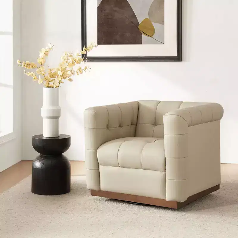 Frankie Modern Genuine Leather Swivel Club Chair| HULALA HOME