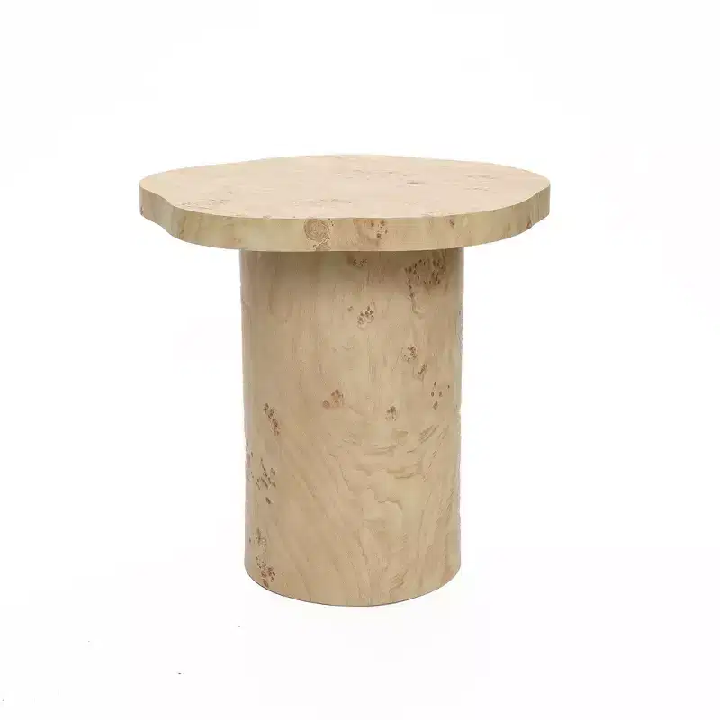 LuxenHome Burl Wood Finish Manufactured Wood 19.3-Inch Tall Side Table with Irregular Shape Top Brown