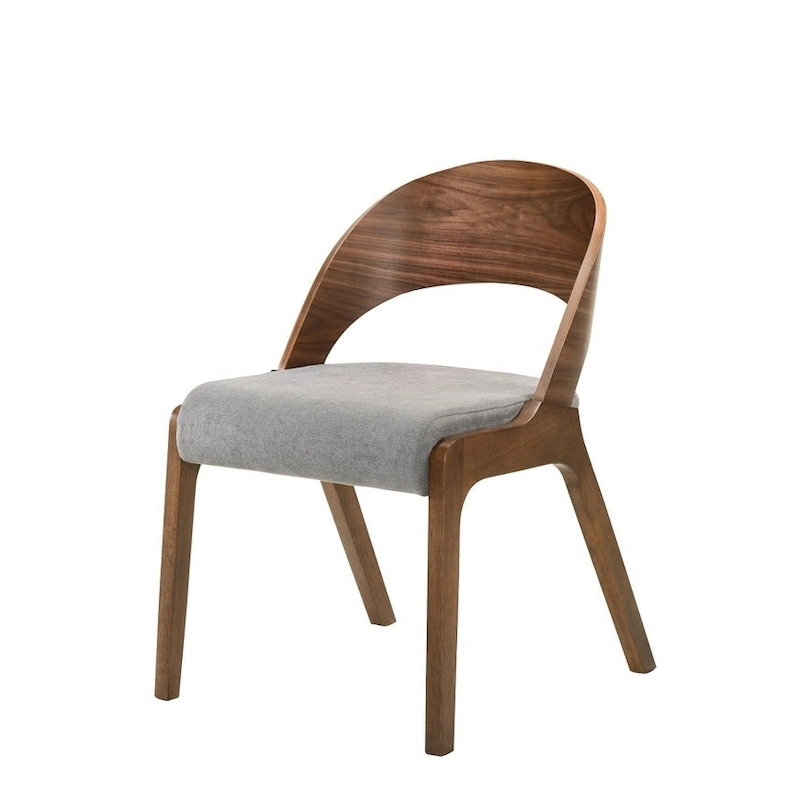 Modrest Runyon Modern Walnut & Grey Fabric Dining Chair (Set of 2)