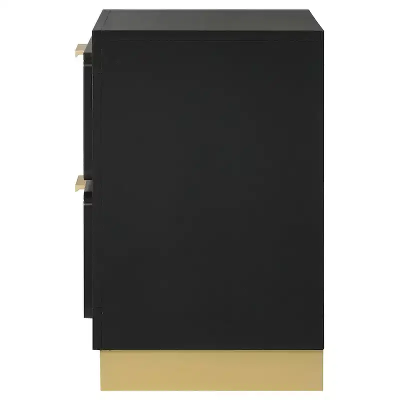 Black & Gold 2-Drawer Nightstand – Single