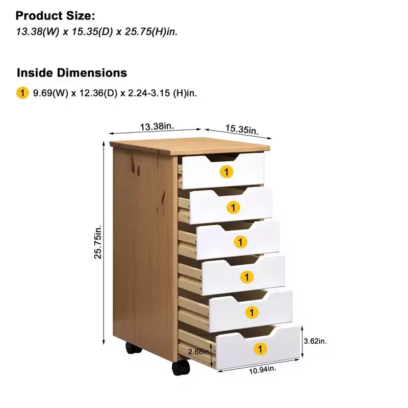 Trendfurn Omnia Narrow 6 Drawer Roll Cart