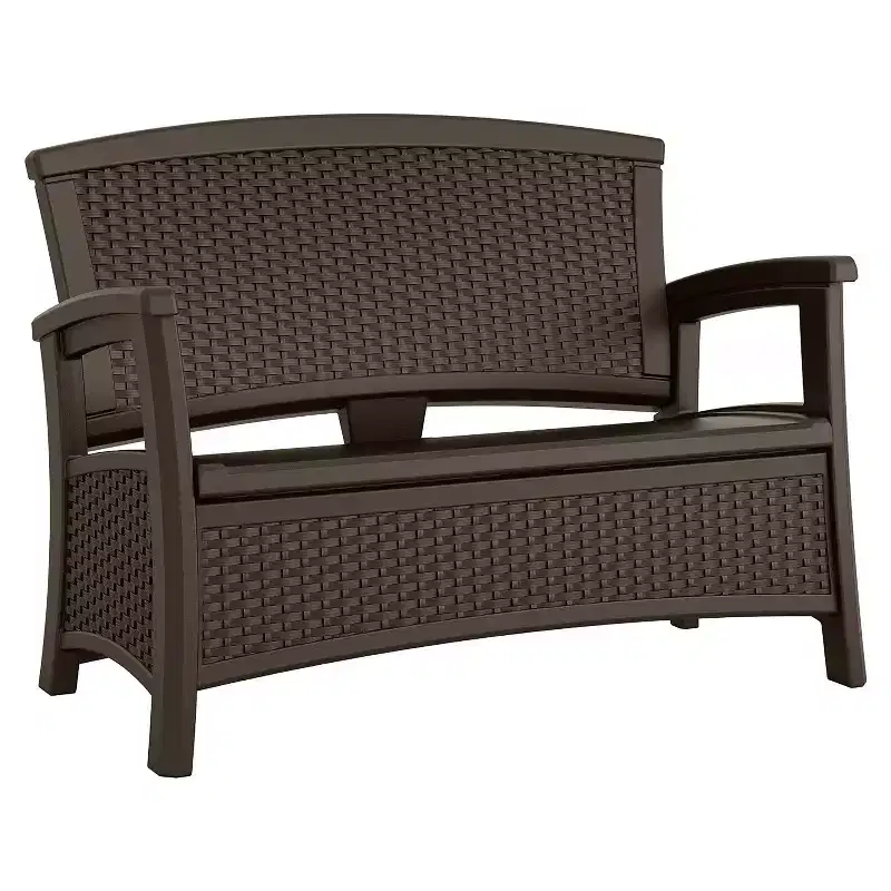 Suncast Loveseat with Storage Area & Trash Hideaway 33 Gallon Capacity Container