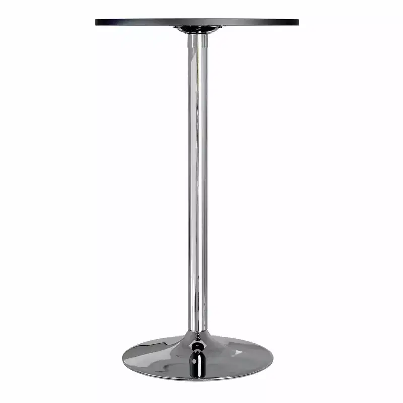 24 Spectrum Round Bar Height Table with Metal Legs Black - Winsome: Chrome Base, MDF Top, Contemporary Style