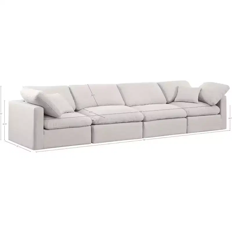 Meridian Furniture Indulge Linen Textured Fabric Modular Sofa