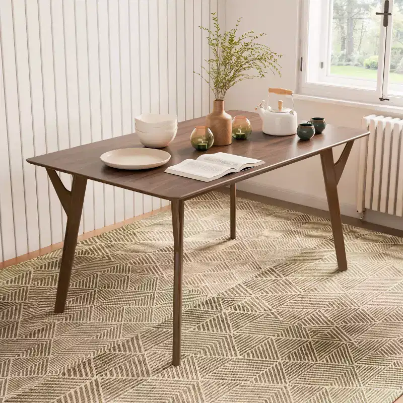 HOMES: Inside + Out 59" Palm Shade Mid-Century Rectangle Dining Table Seats 6 Walnut