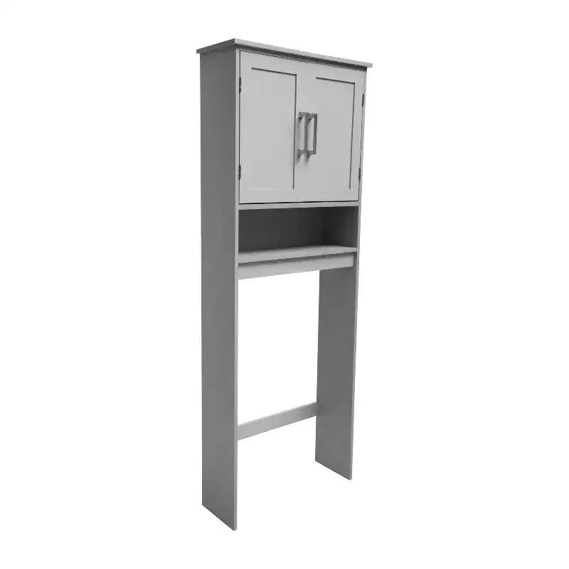 Emma and Oliver Over the Toilet Cabinet Storage Bathroom Organizer with In-Cabinet Adjustable Shelf, Open Lower Shelf, and Dual Magnetic Closure Doors
