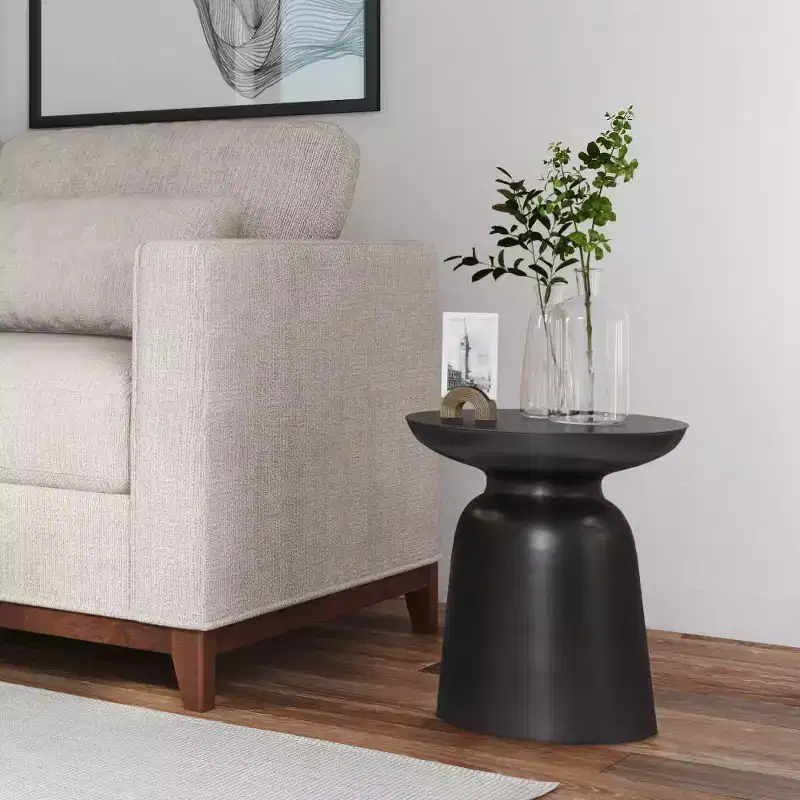 Round Metal Accent Side Table – Silver / Gold / Antique Copper / Gold-Black Ombré – 1 Piece