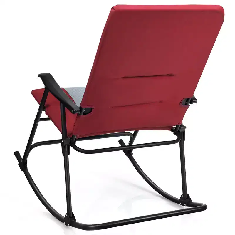 Costway Set of 2 Padded Folding Rocking Chairs Patio Garden Yard Camping Red/Blue