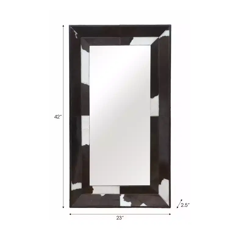 Modern Full Length Mirror with Cow Print Frame - Wall Mirrors Decorative for Bathroom, Bedroom Decor, Living Room or Hallway - 23, Brown & White
