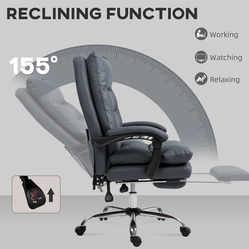 Vinsetto Microfibre Vibration Heated Reclining Massage Office Chair
